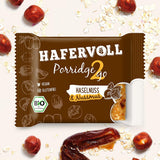 Hafervoll Porridge2go Erdnussbutter und Nüsse, 13 Riegel x 55 g – Vegan, Bio, Glutenfrei, Snack ohne Zuckerzusatz, mit Hafer, Datteln und Quinoa-Süßigkeit