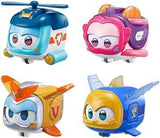 Super Wings Super Pets 4 Stück Shine, Golden Boy, Jerome, Ellie, umschaltbarer Gesichtsausdruck, Blitzeffekt, tragbares Spielzeug für Jungen und Mädchen im Alter von 3, 4, 5, 6, 7, 8 Jahren, 5,1 cm große Actionfiguren, Naty Shop, 4er-Pack A