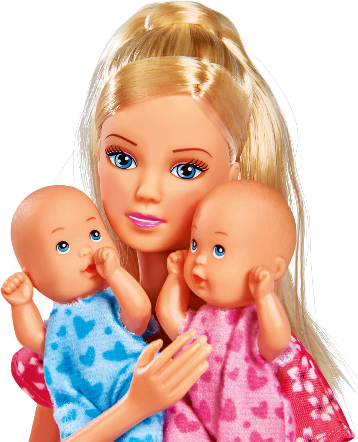 Simba 105730211 - Steffi Love Nanny, mit zwei Babys, Babytrage und Autositz, Zubehör, Ankleidepuppe, 29 cm, für Kinder ab 3 Jahren