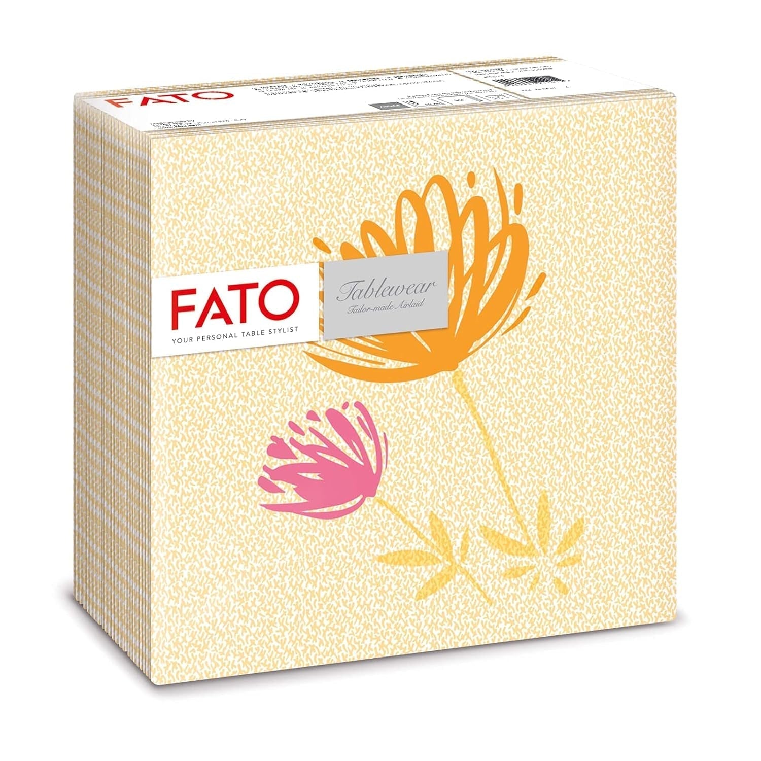 Fato - Trockenpapierservietten, Airlaid, Textileffekt, Packung mit 50 Servietten, 40X40 gefaltet im 4er-Format, Tropicana Decor
