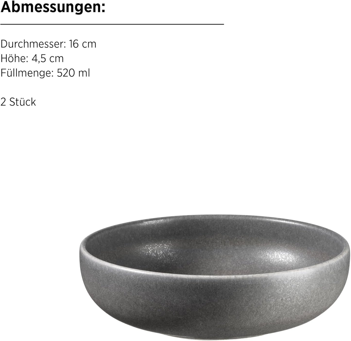MÄSER Serie Unico, Tafelservice für 2 Personen, zeitlos, elegant, 8-teiliges Tischservice aus Keramik, Steingut, Anthrazit