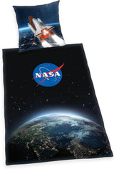 NASA-Bettwäscheset, Baumwolle/verstärkt, grau/weiß Bettwäsche – Kinder Naty Shop Schwarz 80 x 80 cm, 135 x 200 cm