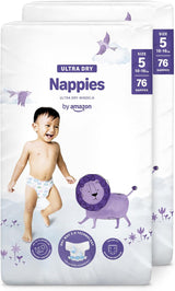 Amazon Ultra Dry Windeln, Größe 1 (2–5 kg) – Monatsbox, Weiß, 96 Stück (2 Packungen à 48 Stück) (ehemals Marke Mama Bear, identisches Produkt)