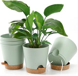 Blumentopf, 6 Stück, 12,7 cm, selbstbewässernder Übertopf, hohe Drainage, Blumentopf für drinnen und draußen, mit Reservoir-Tablett und Bewässerungsrand, Garten-Pflanzgefäß, Garten