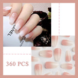 360-teiliges Ballerina-Kunstnägel-Set mit Farbverlauf, rosa-weißer Farbverlauf zum Aufkleben, künstliche Nägel mit 2 Nagelölstiften, mittlere künstliche Nägel im Ombré-Stil für Frauen zum Selbermachen