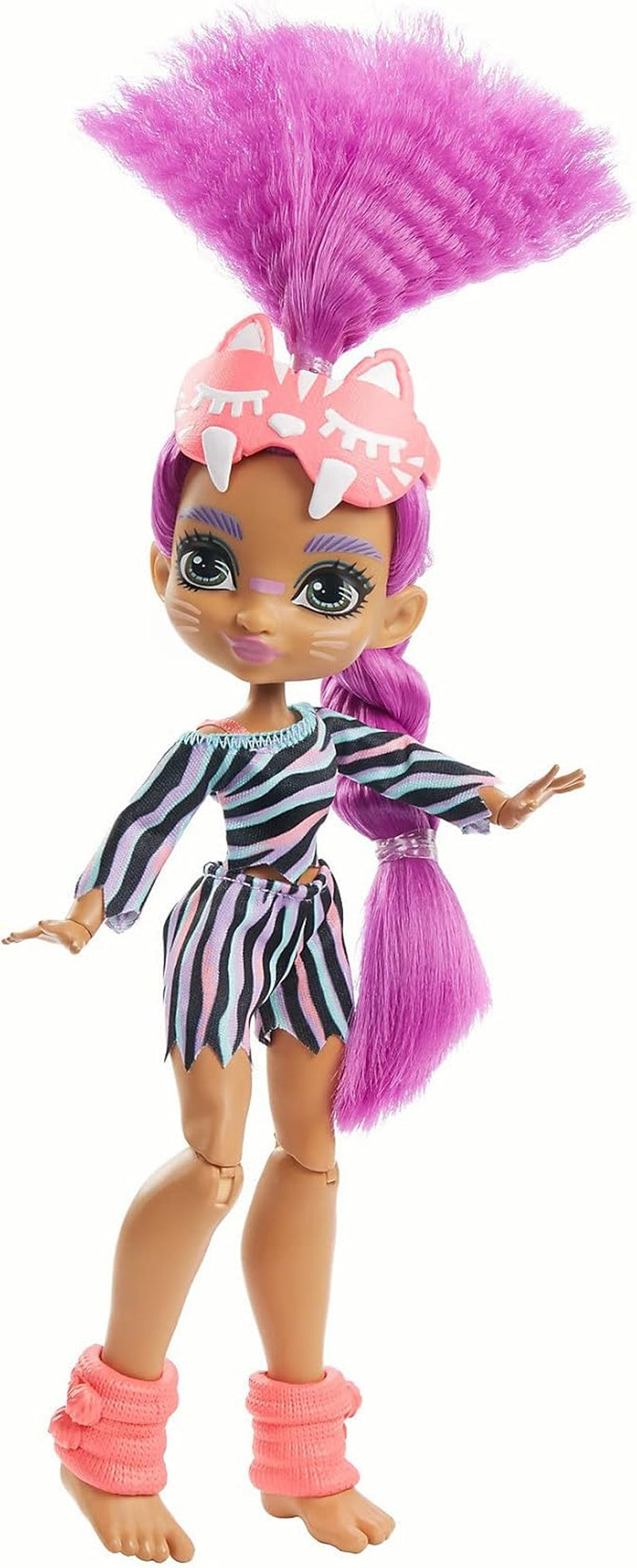 Cave Club GTH02 – Roaralai Pyjama-Partyspaß-Puppe, bewegliche Puppe mit lila Haaren und Accessoires, Geschenk für Kinder ab 4 Jahren, mehrfarbig