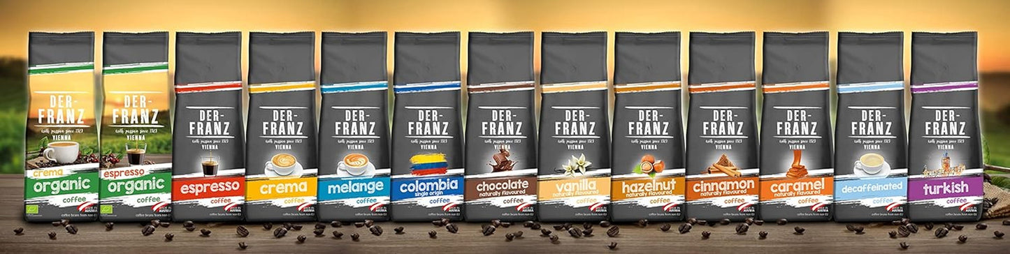 DER-FRANZ Kaffee Crema, Intensität 4/5, 100 % Arabica, ganze Kaffeebohnen, 3 x 500 g