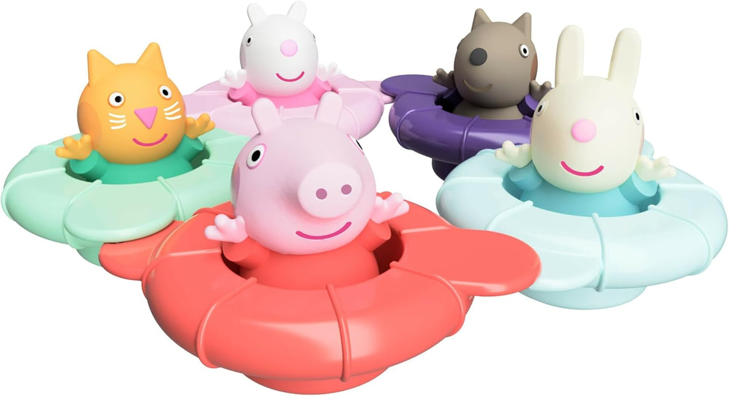 Tomy Toomies Peppa's Pool Party – 5 Verbindungsringbecher mit 5 Babyspielzeugen Peppa Pig & Friends Wasserspritzer – Badespielzeug +18 Monate – Baby-Badespielzeug und Poolspielzeug Bebe Naty Shop Toys Standardtitel
