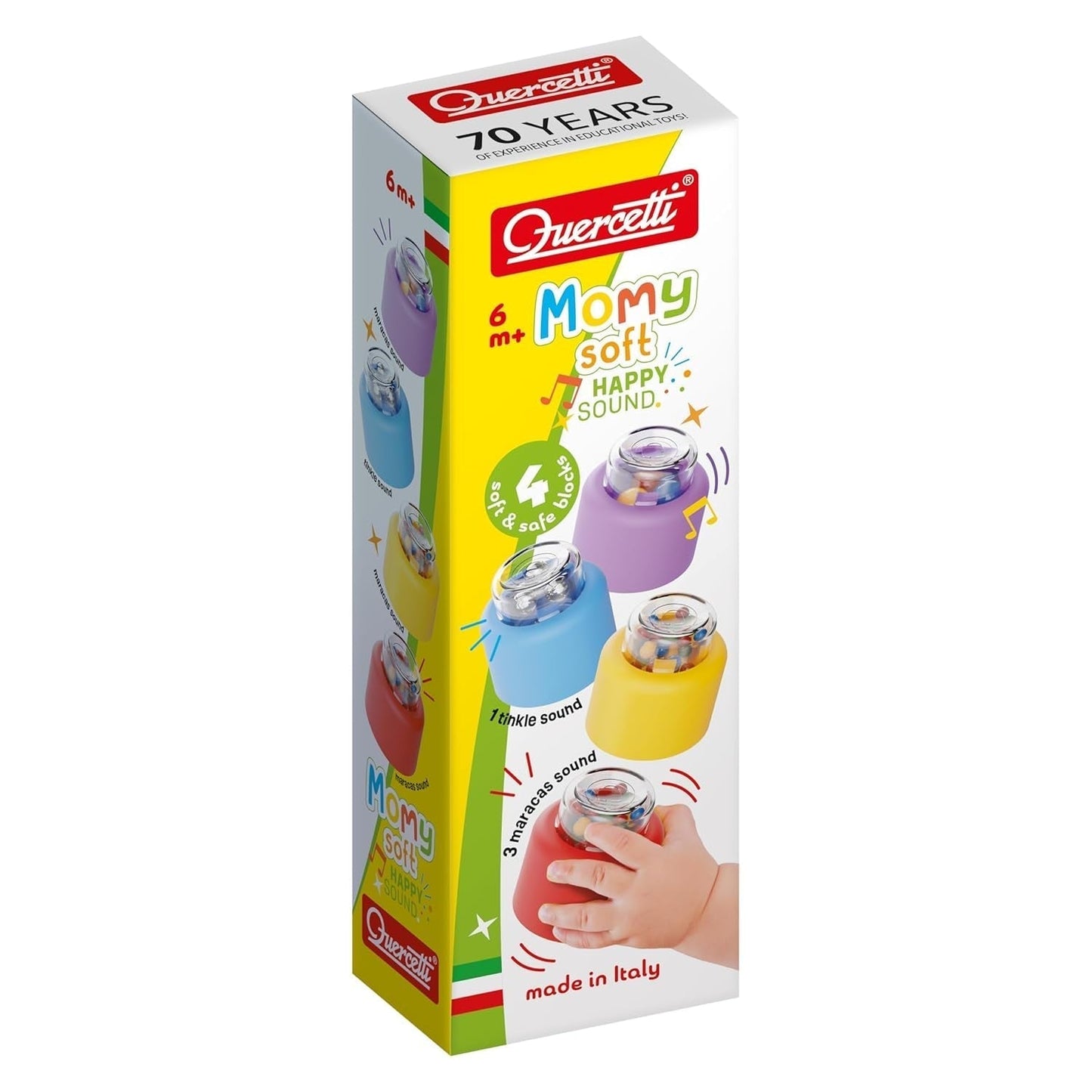 Quercetti - 4144 Momy Soft Happy Sound 4-teiliges weiches Plastikspielzeug für Kleinkinder Bebe Toys Naty Shop Standardtitel