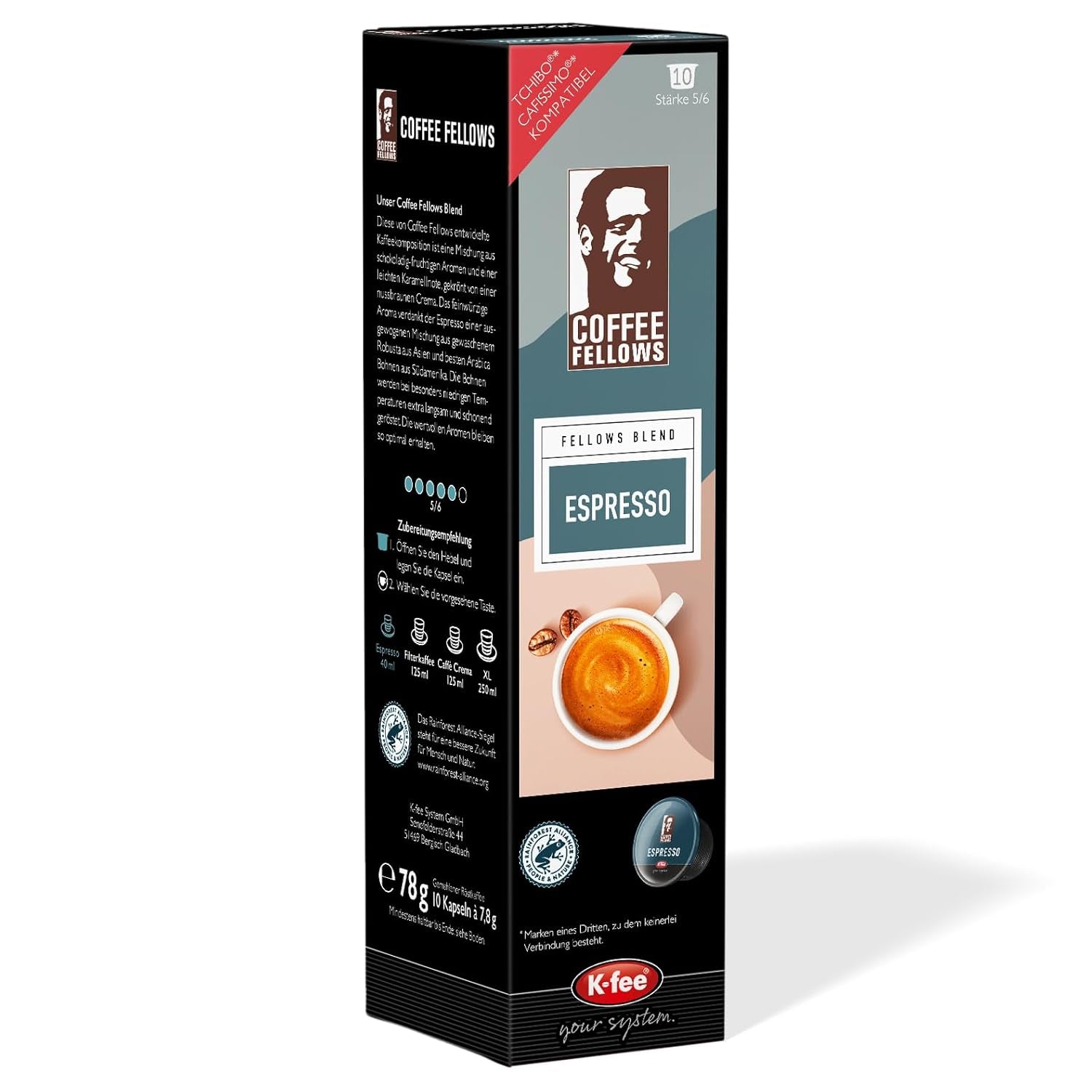 Coffee Fellows Blend Espressokapseln, kompatibel mit K-fee, EXPRESSI & Tchibo Cafissimo*, schokoladig-fruchtige Aromen, 120 Kaffeekapseln