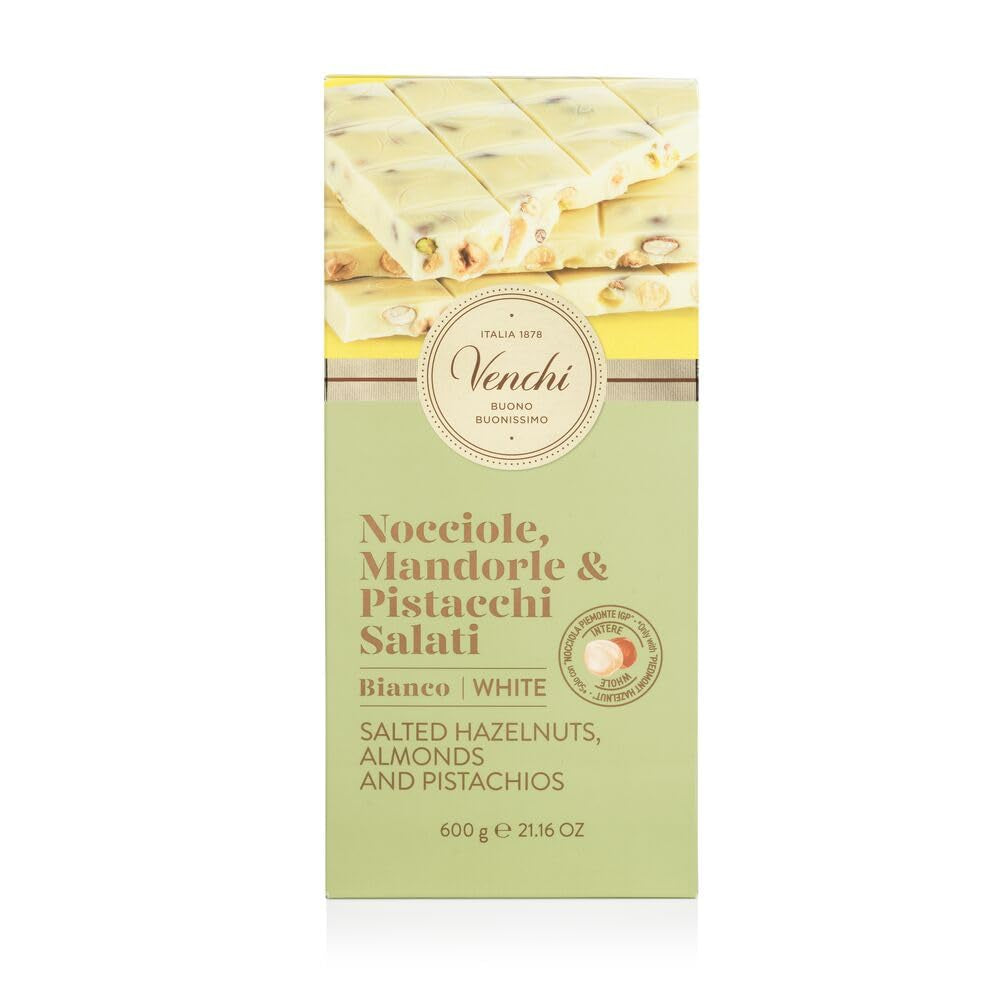Venchi – Maxiriegel aus weißer Schokolade, gesalzen, 600 g, glutenfrei, ohne künstliche Farbstoffe und ohne Konservierungsstoffe