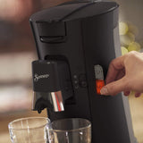 PHILIPS Senseo Select Kapsel-Espressomaschine mit Auswahl der Kaffeeintensität und Memory-Funktion, aus recyceltem Kunststoff, Farbe: Schwarz (CSA240/60)