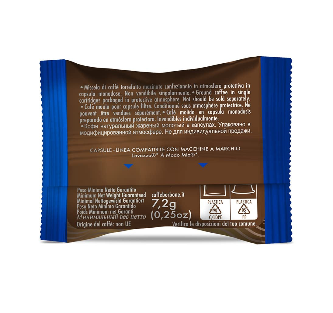 Caffè Borbone Don Carlo Blaue Blend – 50 Kapseln – kompatibel mit Lavazza®* A Modo Mio®* Haushalts-Espressomaschinen