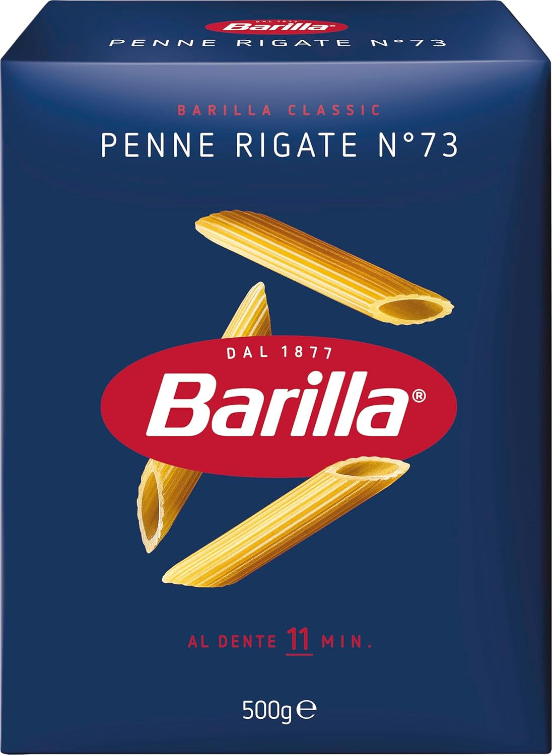 Pasta Barilla Classic Penne Rigate Nr. 73 aus hochwertigem Hartweizen, immer al dente (1 x 500 g)