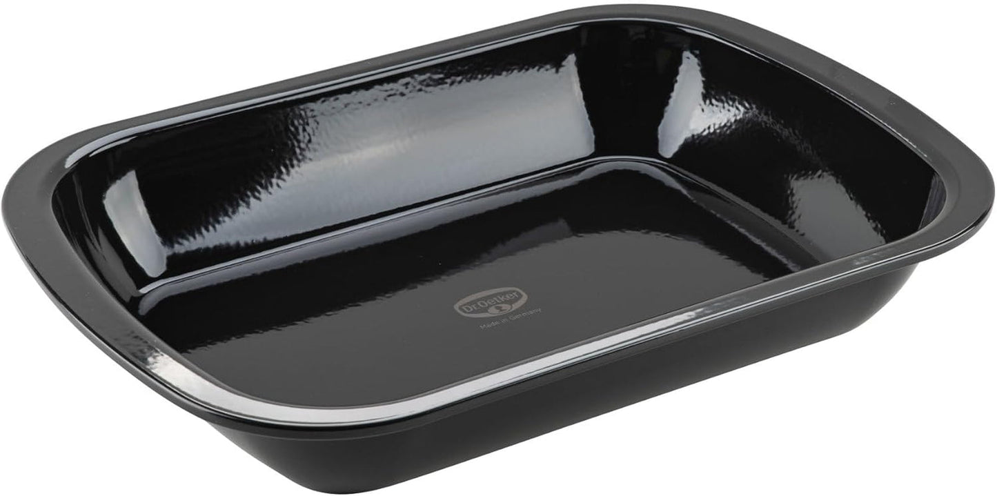 Dr. Oetker Back-Idee Kreativ Dessert- Und Auflaufform Aus Emaille, 39,5 X 28 X 6,5 Cm– Hitzebeständig Bis 400°C, Schnittfest, Kratzfest, Induktionsgeeignet, Schwarz Formen und Backbleche Naty Shop 39 X 28 Cm