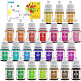 Lebensmittelfarbe in 24 Farben – flüssige Lebensmittelfarbe zum Backen von Kuchen, Keksen, Macarons, Dekorieren und Kochen – lebendige Lebensmittelfarbe für Airbrush, Fondant – je 6 ml