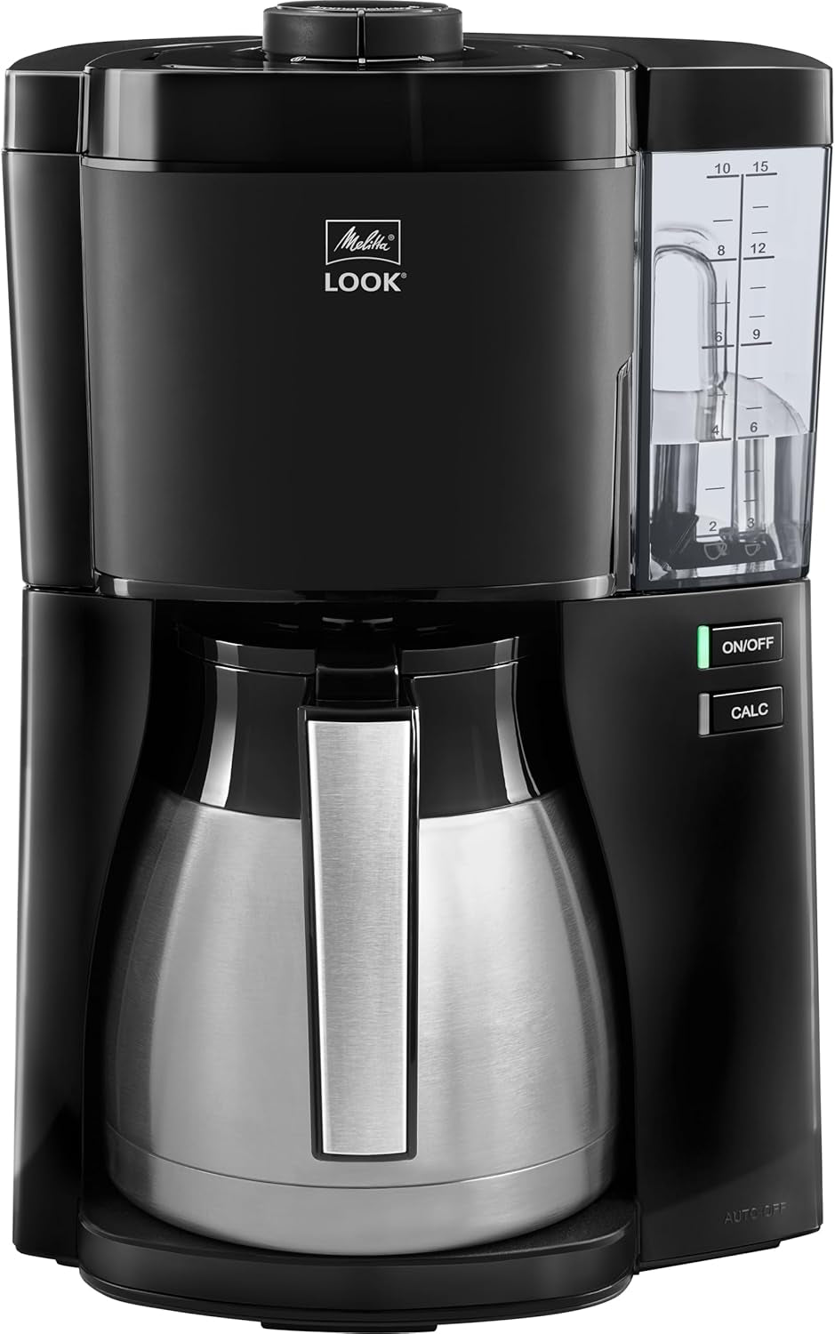 Melitta Look Therm – Espressomaschine mit Filter, Thermokaraffe und abnehmbarem Wassertank, für bis zu 10 Tassen Kaffee, schwarz