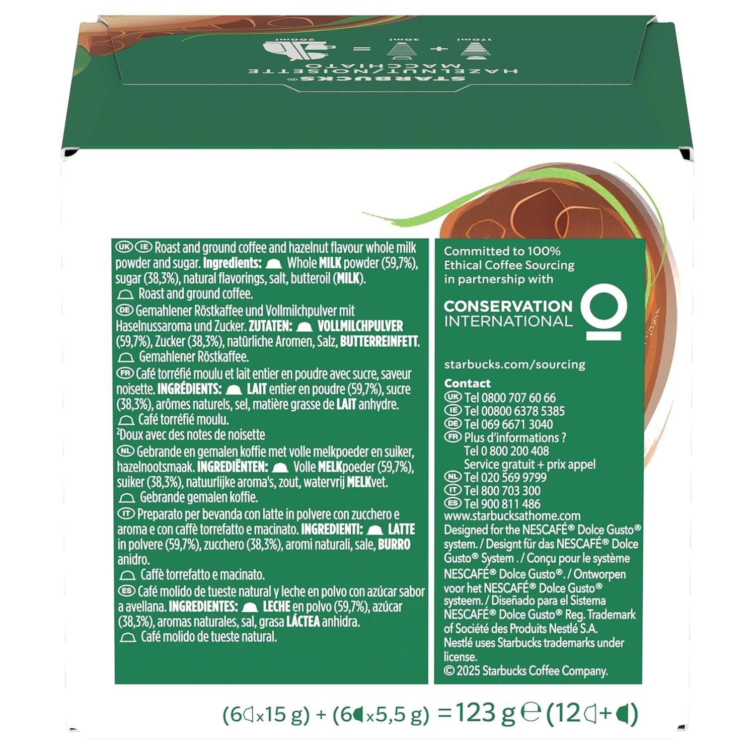 STARBUCKS Hazelnut Macchiato von Nescafé Dolce Gusto, Dunkle Röstung, Kaffeekapseln 6 x 12 (72 Kapseln)