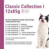 Catz Finefood Classic Collection Mixed Pack Nassfutter für Katzen – Gourmet-Nassfutter für Ihre Katze, getreide- und zuckerfrei, mit hohem Fleischanteil, 24 Beutel x 85 g
