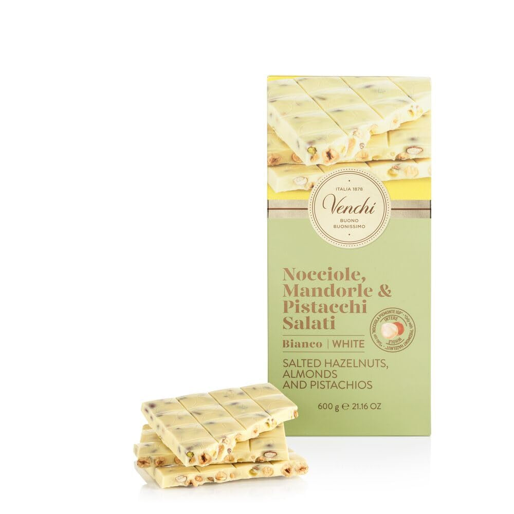 Venchi – Maxiriegel aus weißer Schokolade, gesalzen, 600 g, glutenfrei, ohne künstliche Farbstoffe und ohne Konservierungsstoffe