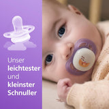 Philips AVENT Ultra Start Nachtschnuller, kieferorthopädischer Schnuller für Neugeborene, leuchtet im Dunkeln, BPA-frei, mit Sterilisationsbehälter, Doppelpack, Mond, Stern, SCF075/07