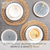 Moritz & Moritz TARENTO 24-teiliges Tafelservice für 6 Personen, Grau – Elegantes Tellerset aus hochwertigem Steingut – Das Tafelservice besteht aus 6 Speisetellern, 6 Desserttellern, 6 Speisetellern und 6 Tassen