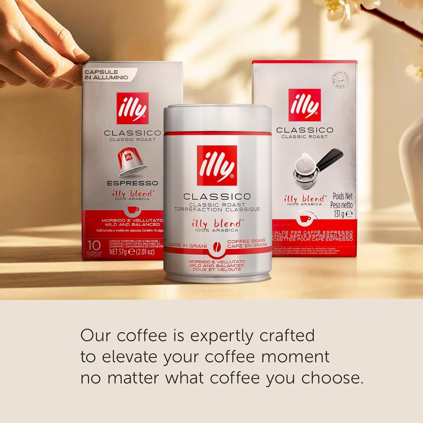 illy, Kaffee E.S.E. Pads Einzeldosis CLASSICO, 100% Arabica mit Noten von Orangenblüten und Jasmin, Sanfter Gesmack und Süßer Nachgeschmack, 1 Packung mit 18 kompostierbaren Kapseln