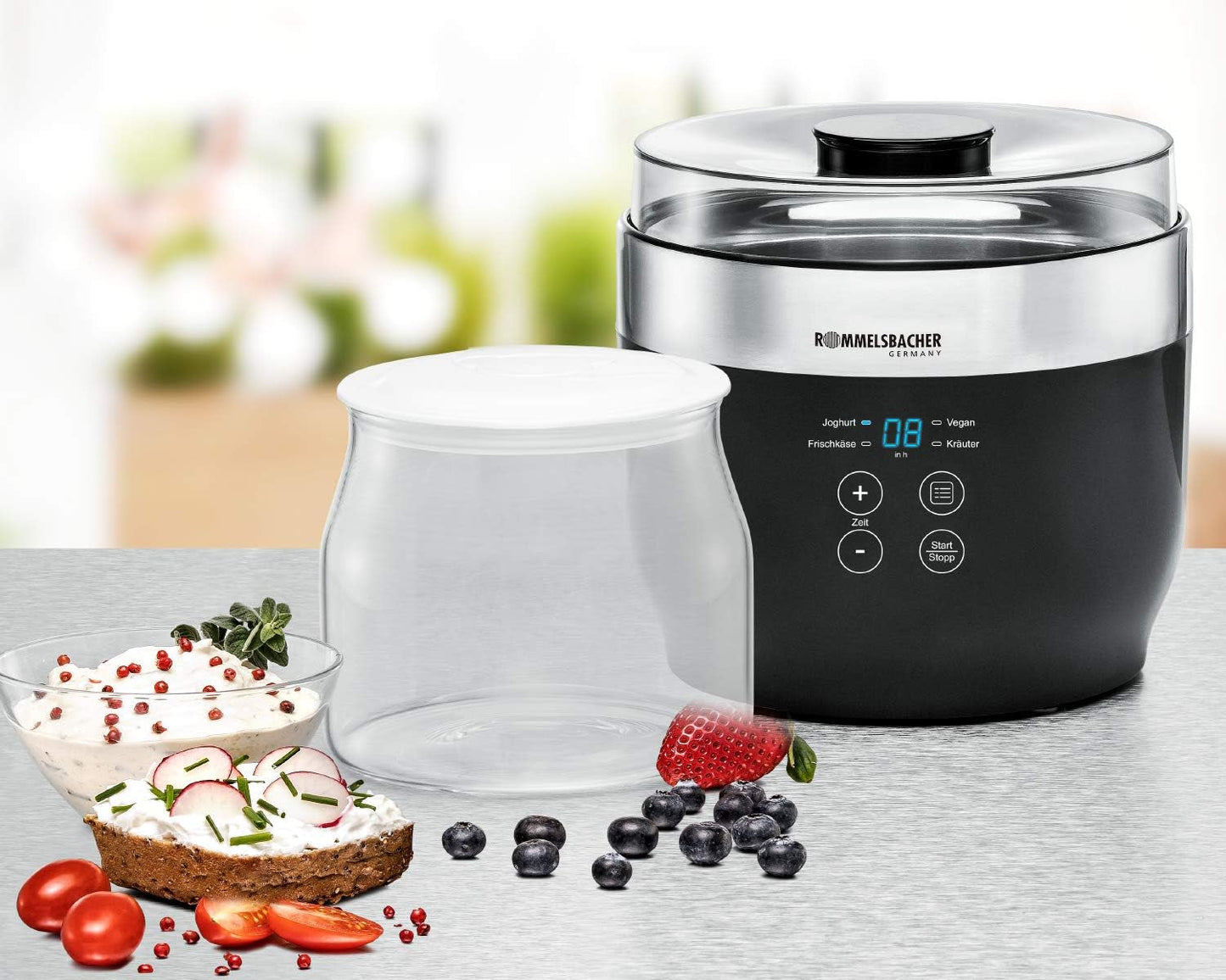 Rommelsbacher JG 1 Ersatzglas für Joghurt- und Frischkäsebereiter JG 80-1,2 Liter mit Deckel (2 Stück) Frischhaltedosen Naty Shop
