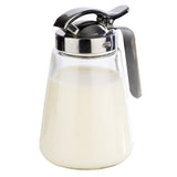 APS 765 Universalbecher, Ausgießbecher aus Glas mit Schraubverschluss aus Edelstahl, Ausgießbecher für Honig, Kaffeesahne oder andere Flüssigkeiten, 8,5 x 12 cm, 13 cm hoch