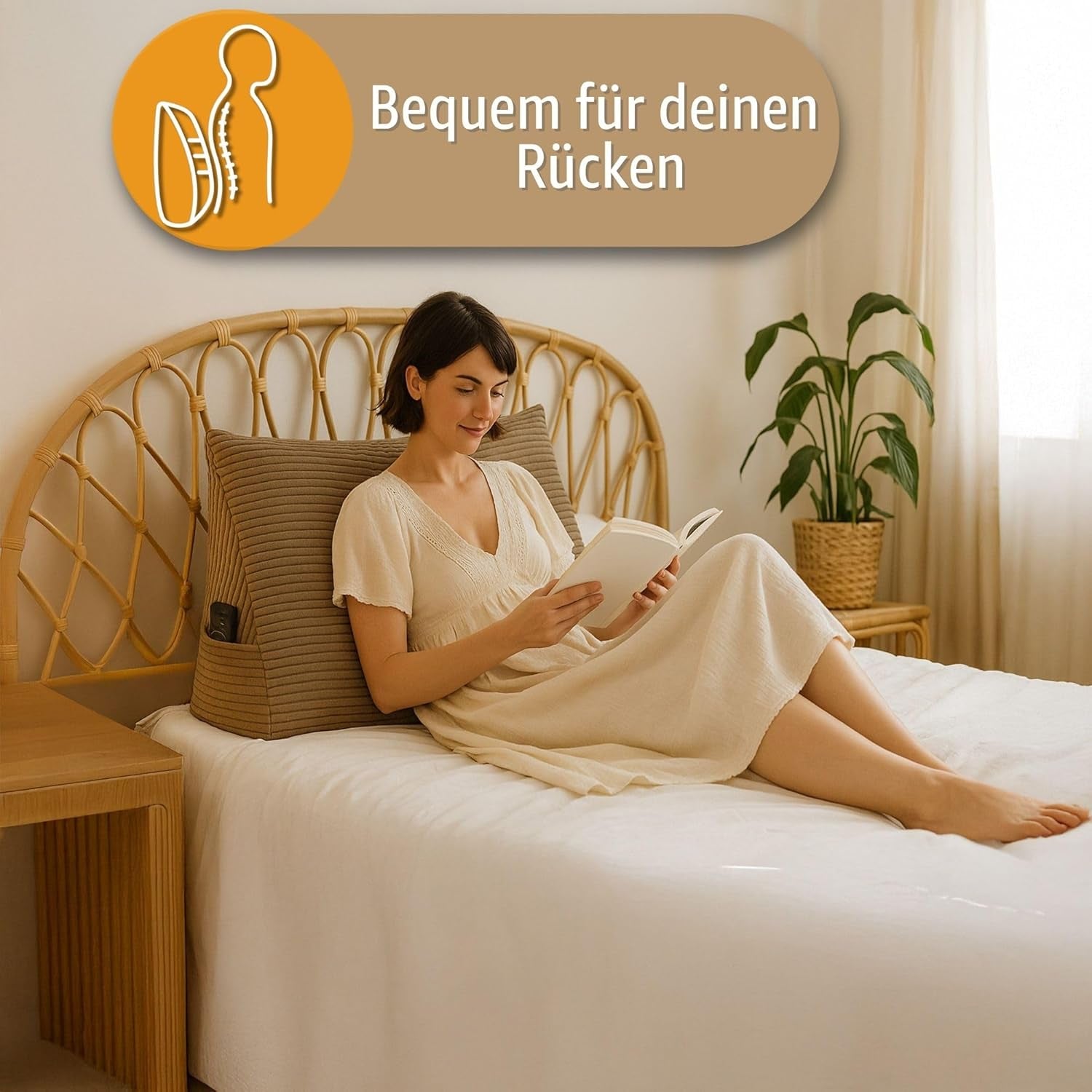 Federkissen, Rückenkissen, Samtkissen, Breite 70 cm – Lesekissen für Bett, Sofa und Sofa, großes Sofakissen, Wandkissen, Sofakissen, Lesekissen, Rückenstützkissen, hellgrau