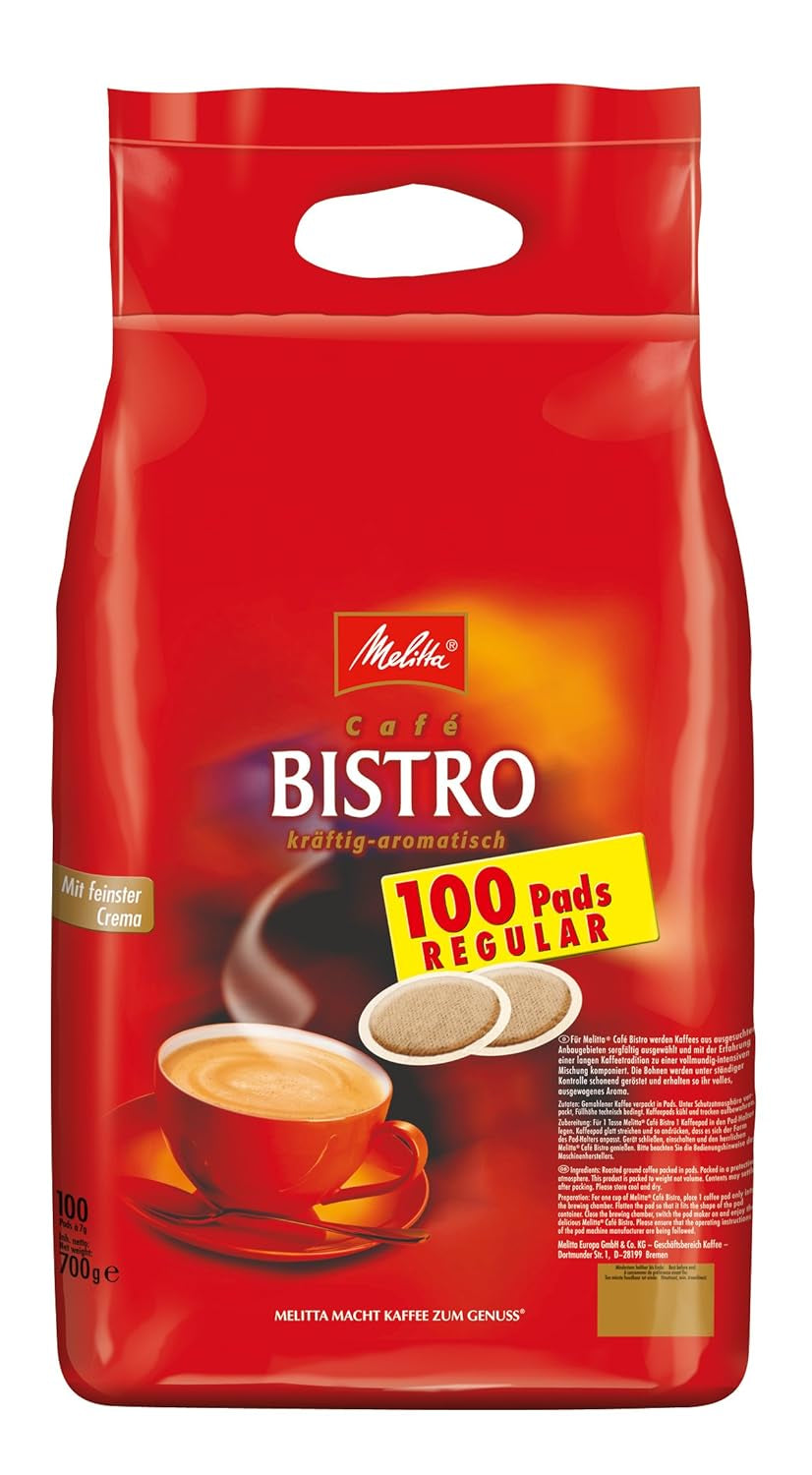 Melitta BellaCrema Intenso gemahlener Röstkaffee in Kaffee-Pads, 10 x 16 Pads & Café Bistro Röstkaffee in Kaffee-Pads, 100 Pads
