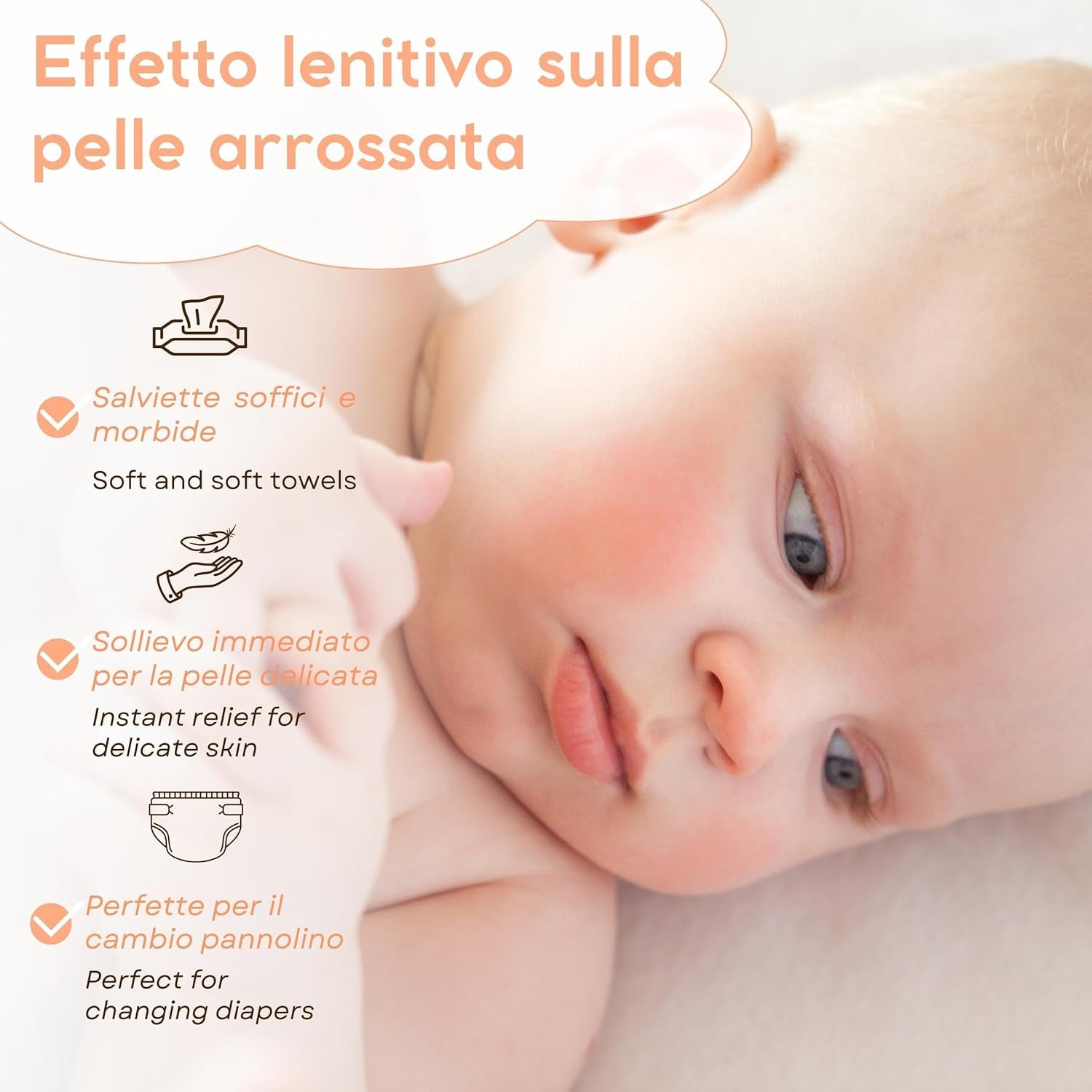 Baby-Feuchttücher mit Talkum für empfindliche Haut, alkoholfrei, hautfreundlich, pH-Wert 5,5, leicht parfümiert, 1200 Stück (12er-Pack)