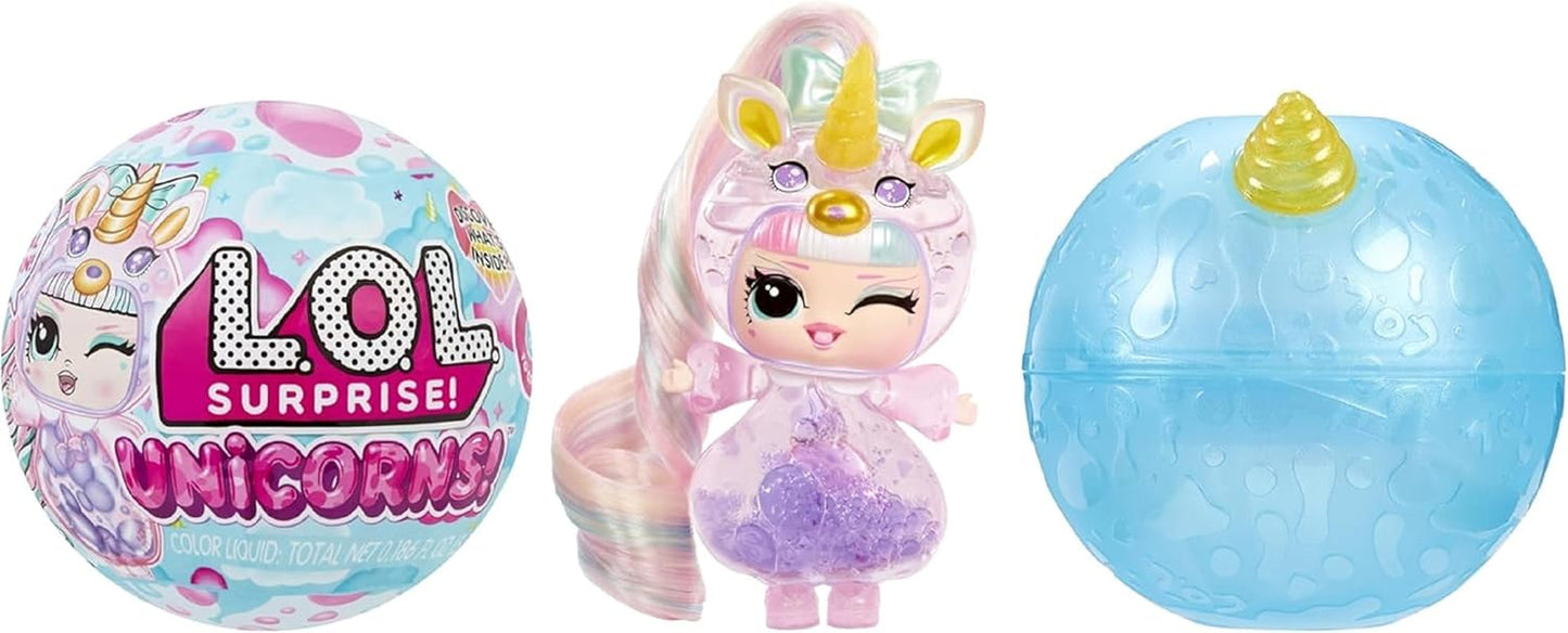 LOL Überraschung! Unicorns Tots – Enthält 1 Puppe mit klarem Körper und Lavalampeneffekt, gepanzerte Verpackung, 8 Sammelpuppen mit 2 bunten Mischungen, für Kinder ab 4 Jahren