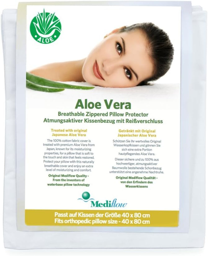 Mediflow Aloe Vera Kissenbezug, Kissenschutz, Baumwolle, weiß, 40 x 80 cm Naty Shop Standardkissen 40 x 80 cm