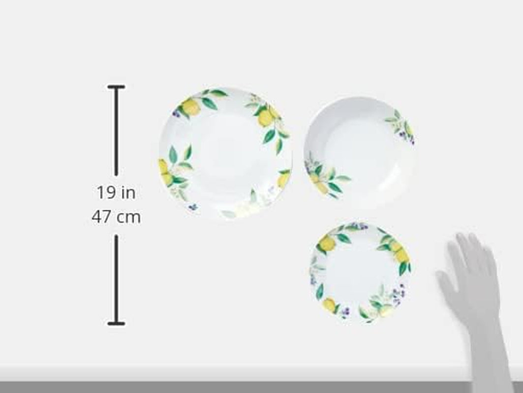 Excelsa Lemon Geschirrset, 18-teilig, Porzellan, Weiß/Zitrone