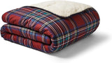 Gemütliche Sherpa-Fleecedecke von Night Lark, klassisches rotes Schottenkaro, 9 Tog, luxuriös, flauschig, dick und wendbar, perfekt für Couch, Bett, Couch, Couch. Hypoallergen, maschinenwaschbar, Größe: Night Lark-Betten und Bettdecken