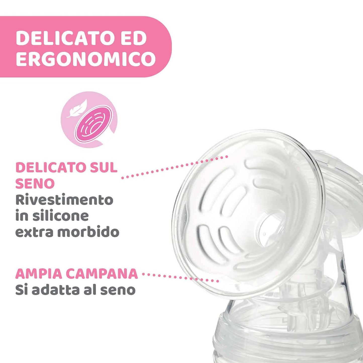 Elektrische Milchpumpe von Chicco mit Stimulations- und Extraktionsphasen, 10 Intensitätsstufen, bequem und schnell, ergonomische Form, mit geneigtem Sauger und dichtem Verschluss, weiß, 150 ml Zubehör Essen und Stillen Bebe Naty Shop