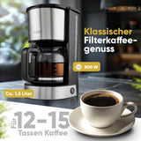Espresso-Kaffeemaschine mit Bomann®-Filter | für 12-14 Tassen | Kaffee-Espressomaschine mit Filter | Edelstahlgehäuse | Anti-Tropf | Espresso | Kaffee-Espressomaschine mit Filter | 800W | KA 6071 CB