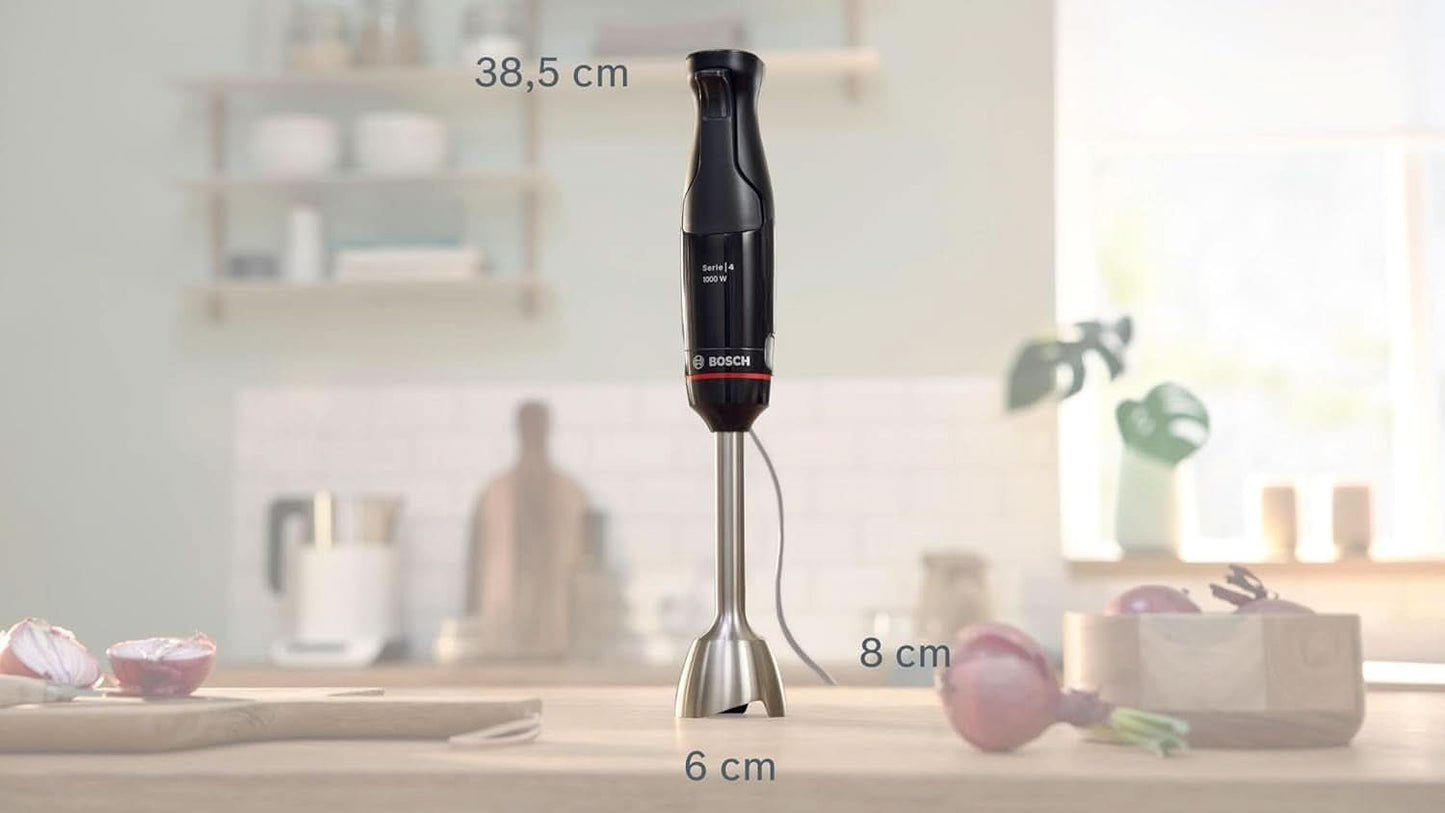 Bosch Standmixer Ergomaster Serie 4, 1000 Watt, Edelstahl-Mixstab, Zerkleinerer, Mix-/Messbecher, Schwarz Kitchen Naty Shop