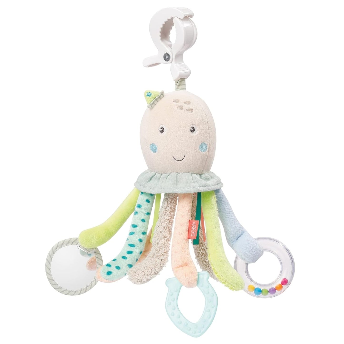 Fehn Aktivitätsspielzeug Oktopus – Baby-Motorikspielzeug für Kinderwagen und Starthilfe, Oball, Rasselspielzeug mit Greifbällen zum Spazierengehen, interaktives Babyspielzeug, Bebe Toys Naty Shop