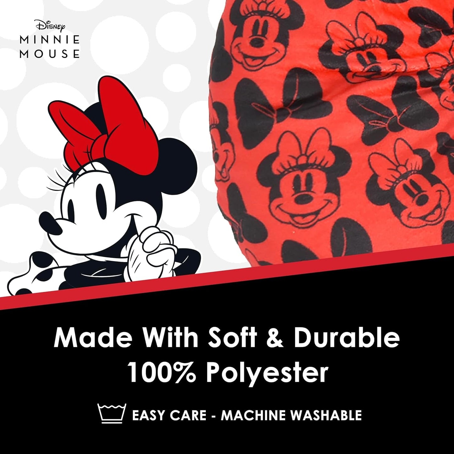 Ful Concept One Disney Minnie Mouse Reise-Nackenkissen mit 3D-Ohren und Feder für Flugzeug, Auto und Büro, bequem und atmungsaktiv, rot/schwarz Naty Shop Reisekissen