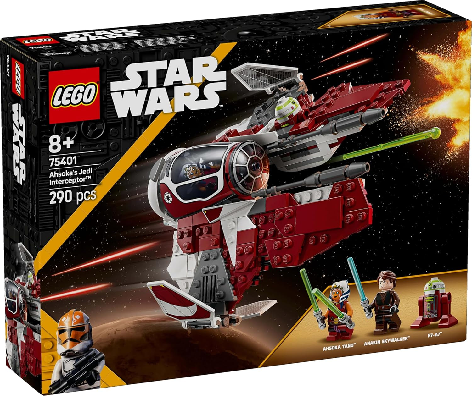 LEGO Star Wars 75401 Ahsokas Jedi-Abfangjäger, Starfighter für Clone Wars-Fans, Ahsoka Tano & Anakin Skywalker Minifiguren mit Lichtschwertern und R7-A7, für Jungen und Mädchen ab 8 Jahren. Bausets. Beuche den LEGO-Store