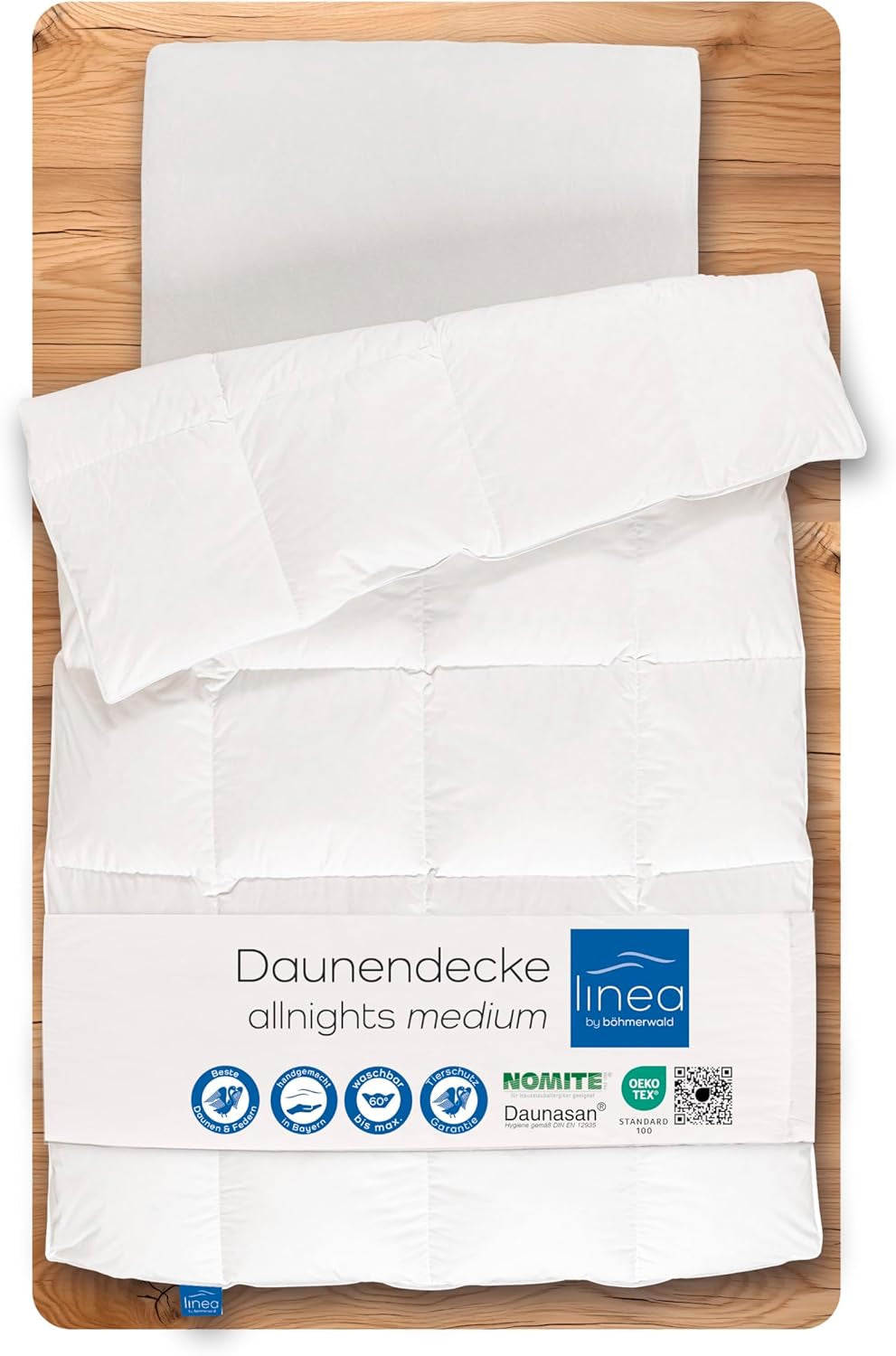 Allnights - Leichte Komfortbettdecke 135X200 100 % neue Federn und Daunen, für Allergiker geeignet, waschbar bis 60°C, hergestellt in Deutschland Steppdecken und Bettdecken Naty Shop 200 X 200 cm Wärmeklasse Leicht