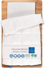 Allnights Comforter Medium Comforter 135 x 200 100 % neue Federn und Daunen allergikerfreundlich waschbar bis 60 °C hergestellt in Deutschland weiß Naty Shop Bettdecken und Steppdecken 135 x 200 cm mittlere Wärmeklasse