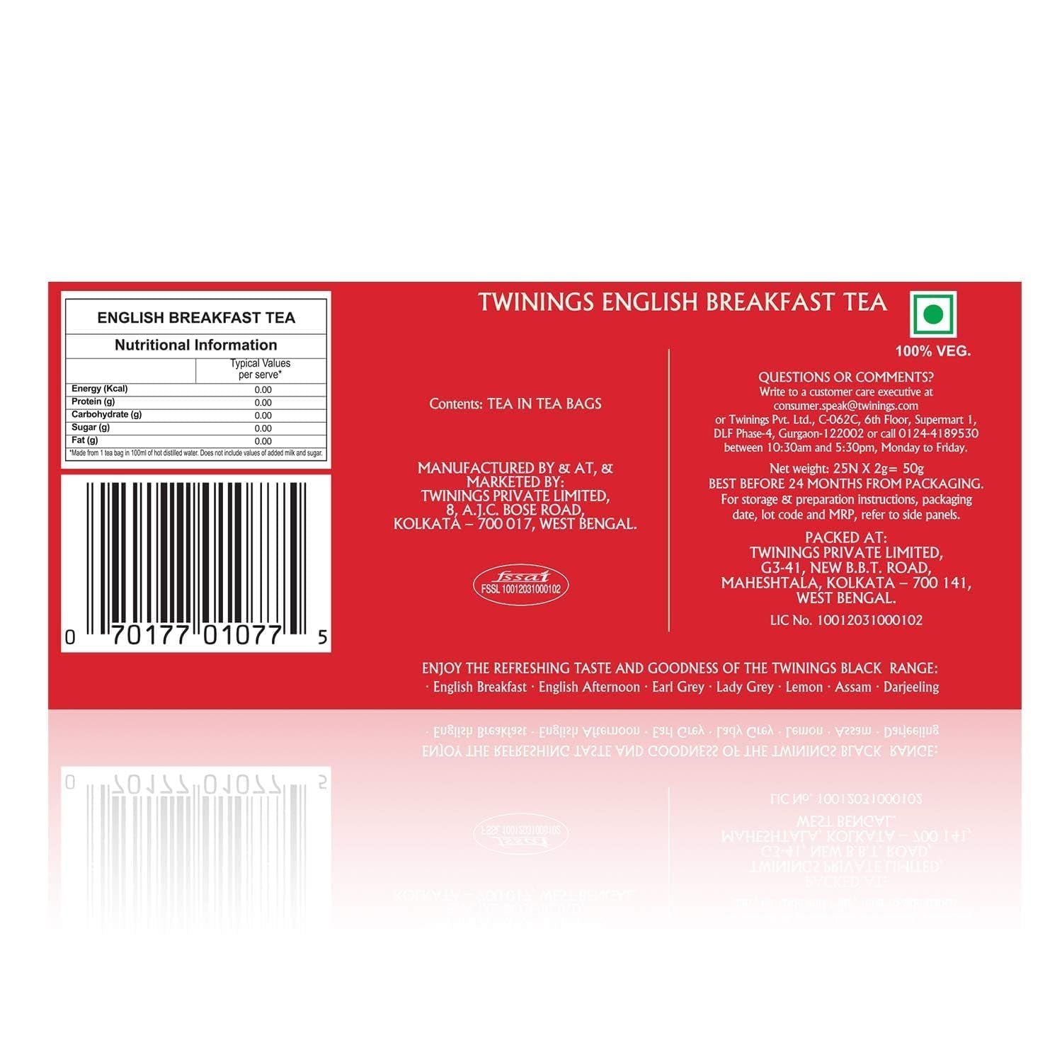 Twinings English Breakfast Black Tea 50g, 25 Teebeutel, voller, runder und kräftiger Schwarztee von den besten Teeplantagen in Sri Lanka und Indien. Schwarzer Tee 1er Pack (1 x 50 g)