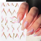 JMEOWIO Nagelsticker Französische Spitze 9 Blatt Nail Art Sticker Selbstklebend Nagelaufkleber Glitzer Wellenlinie Dekoration Nageldesign Zubehör