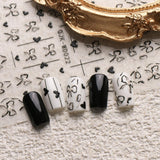 JMEOWIO Nagelsticker Bunte Herz Schleife 6 Blatt Nail Art Sticker Selbstklebend Nagelaufkleber Dekoration Nageldesign Zubehör
