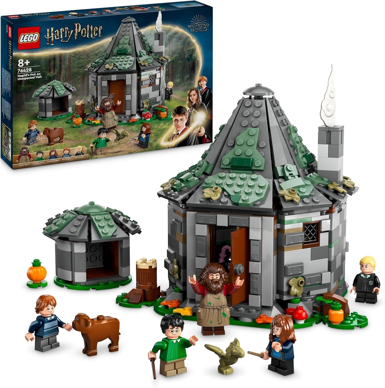 LEGO Harry Potter Hagrids Hütte: Ein unerwarteter Besuch, Set mit 5 Minifiguren und 2 Tierfiguren, Geschenk für Frauen und Männer, magisches Abenteuerspielzeug, Fantasy-Set 76428 Bausets Beuche the LEGO-Store Only