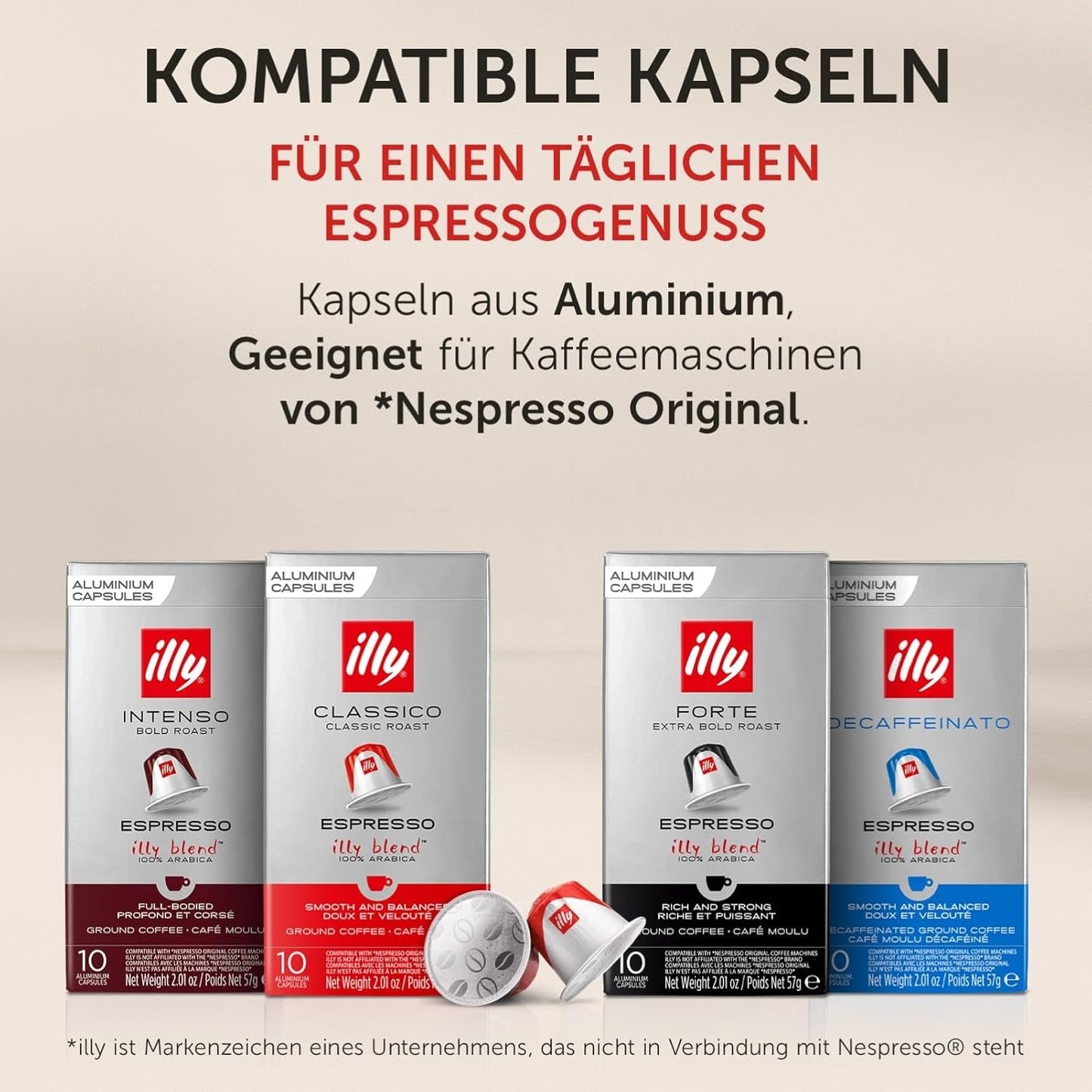 illy, Kompatible Aluminium-Kaffeekapseln CLASSICO, 100 % Arabica mit Noten von Orangenblüten und Jasmin, süßer Geschmack und süßer Nachgeschmack, 10 Packungen à 10 Kapseln (insgesamt 100)