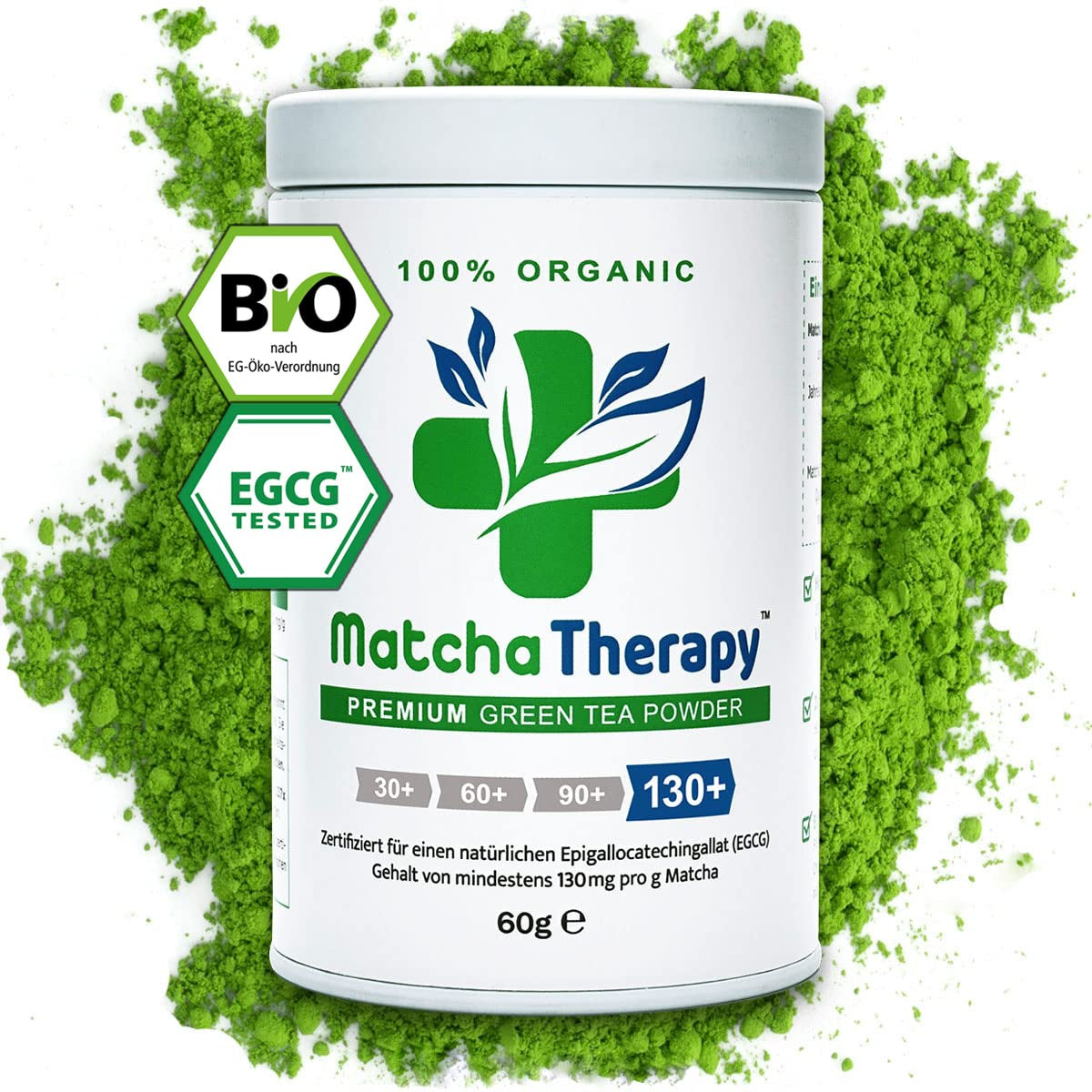 Matcha-Therapie 30+ | Bio-Matcha-Teepulver | 60 g | Mit einem nachgewiesenen Gehalt von mindestens 30 mg/g Catechin EGCG | Unterstützt das Immunsystem und das Energieniveau | Zeremonielle Qualität | Grüner Tee aus Japan